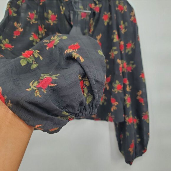 Disturbia Darcey Floral Print Chiffon Tie Front Blouse Top Women Size US 4 NWT - Picture 5 of 16